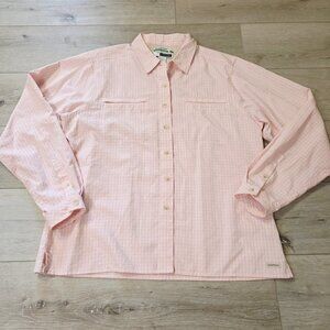 ExOfficio Buzz Off Insect Shield Shirt Women’s Long Sleeve Sz XL Pink Striped